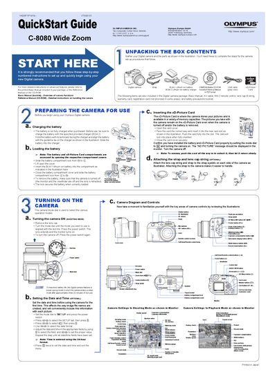 Olympus C-8080 Wide Zoom QuickStart Guide - cover page