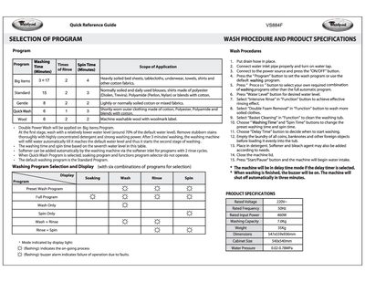Whirlpool VS884F Quick Reference Guide - cover page