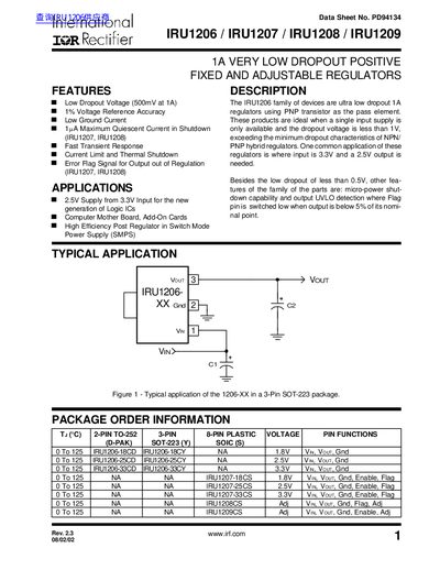 International Rectifier IRU1206 IRU1207 IRU1208 IRU1209 Datasheet - cover page