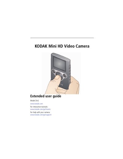 Kodak ZM2 Mini HD Video Camera Extended User Guide - cover page
