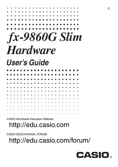 Casio fx-9860G Slim Graphing Calculator User's Guide - cover page