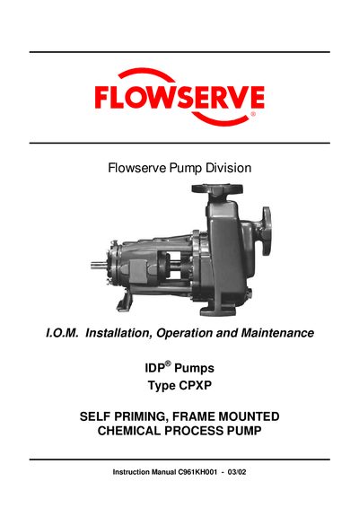 Flowserve CPXP Self Priming Pump Instruction Manual - cover page