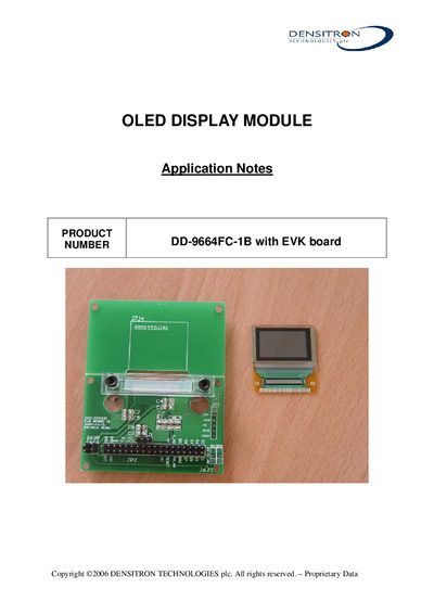 Densitron DD-9664FC-1B OLED Display Module Application Note - cover page