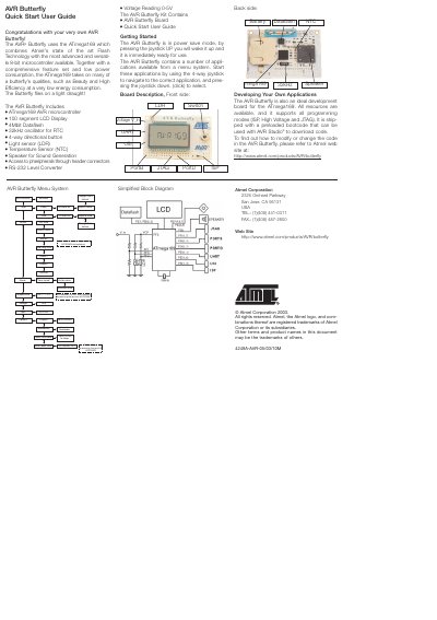 Atmel AVR Butterfly Quick Start Guide - cover page