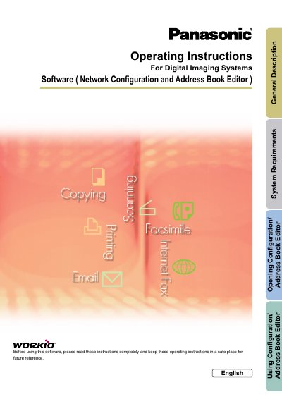 Panasonic Network Configuration and Address Book Editor Operating Instructions - cover page