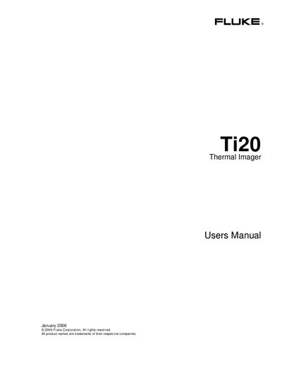 Fluke Ti20 Thermal Imager User Manual - cover page