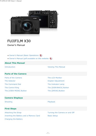 FUJIFILM X30 Owner's Manual