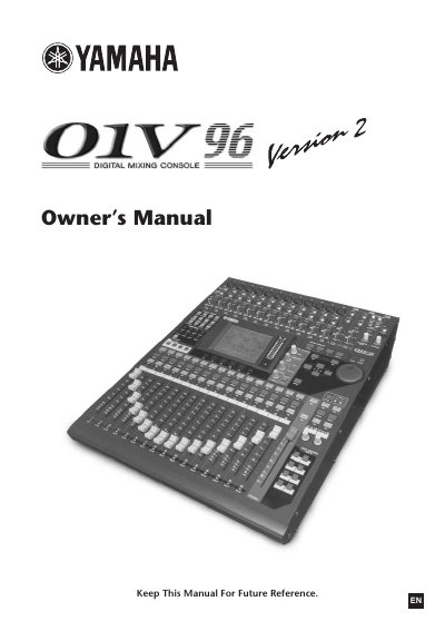 Yamaha 01V96 Digital Mixing Console Owner's Manual - cover page