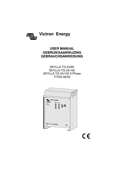 Victron Skylla‑TG 24/80, Skylla‑TG 24/100, Skylla‑TG 24/100 3‑Phase, Titan 48/50 User Manual - cover page