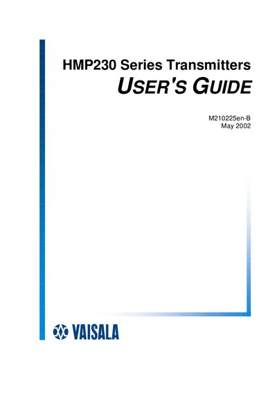 Vaisala HMP230 User Manual - cover page