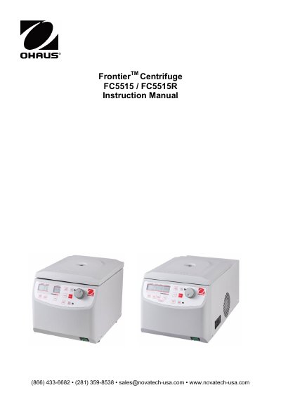 OHAUS Frontier FC5515/FC5515R Centrifuge User Manual - cover page
