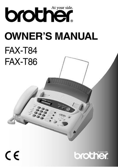 Brother FAX-T84/FAX-T86 Fax Machine Owner's Manual - cover page