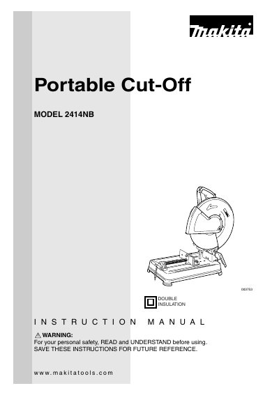Makita 2414NB Portable Cut-Off Instruction Manual - cover page