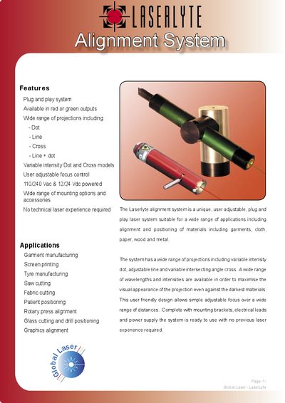 Global Laser LaserLyte Alignment System Manual - cover page