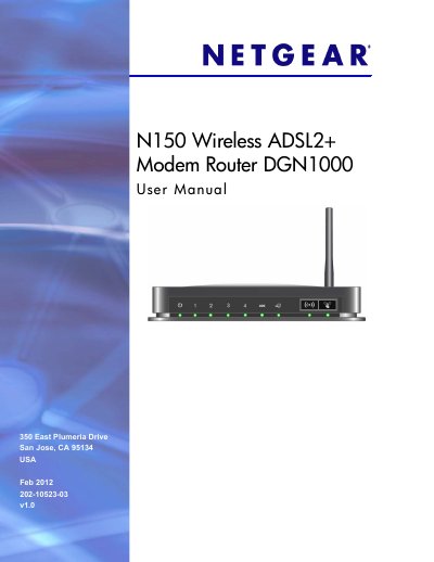 N150 Wireless ADSL2+ Modem Router DGN1000 User Manual