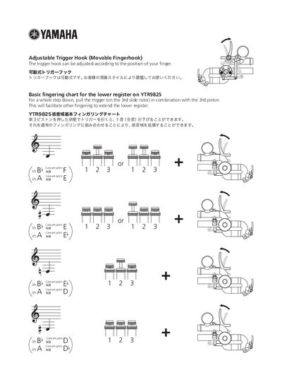 Yamaha YTR9825 Trumpet Fingering Chart - cover page