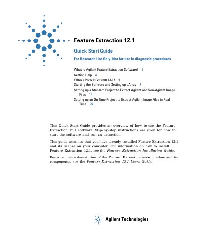 Agilent Feature Extraction 12.1 Quick Start Guide