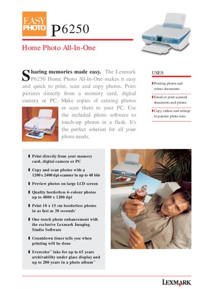 Lexmark P6250 Home Photo All-In-One Quick Start Guide - cover page