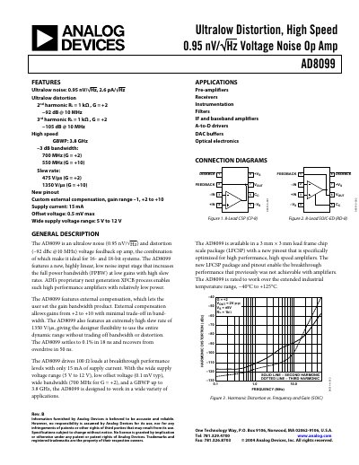 Analog Devices AD8099 Handbook Datasheet - cover page