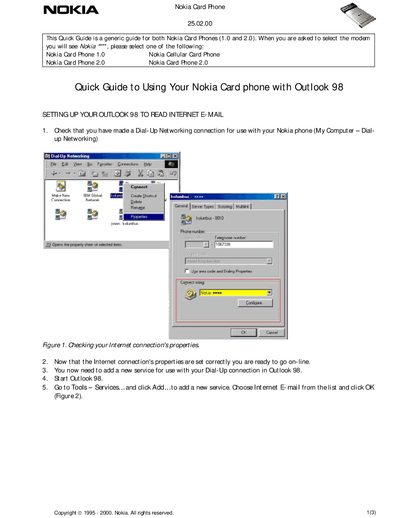 Nokia Card Phone Quick Guide for Outlook 98 - cover page