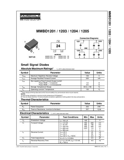 FAIRCHILD MMBD1201 1203 1204 1205 handbook - cover page