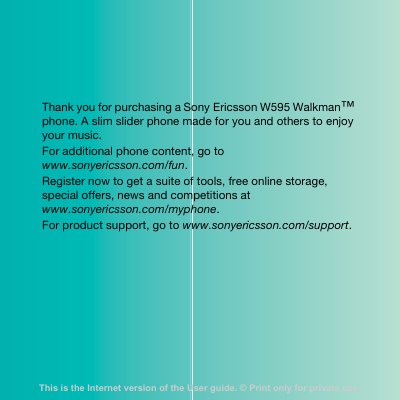 Sony Ericsson W595 User Manual