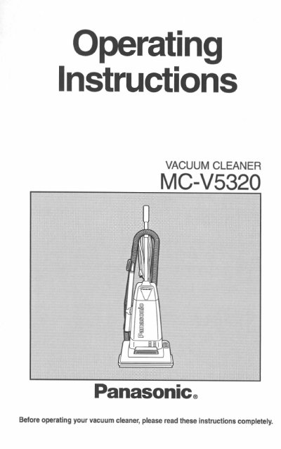 Panasonic MC-V5320 Vacuum Cleaner Operating Instructions - cover page