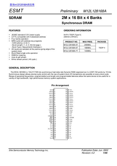 ESMT M12L128168A SDRAM Datasheet - cover page
