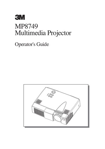 3M MP8749 Multimedia Projector Operator's Guide - cover page