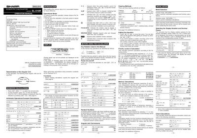 Sharp EL-510R Scientific Calculator Operation Manual - cover page