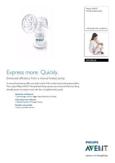 Philips SCF290/20 Manual Breast Pump Guide - cover page