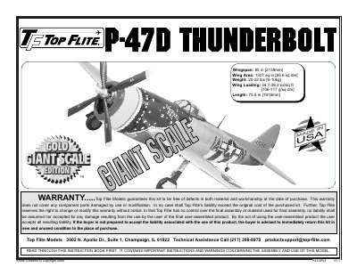 TOP FLITE P-47D THUNDERBOLT assemble Manual - cover page