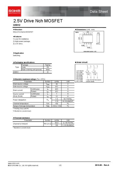 ROHM QS8K2 Datasheet - cover page