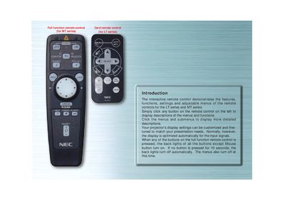 NEC MT Series and LT Series Remote Control User Manual - cover page