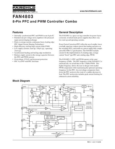 Fairchild FAN4803 Datasheet - cover page
