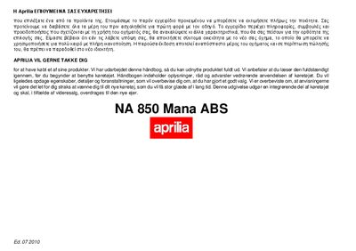 Aprilia NA 850 Mana ABS User Manual - cover page