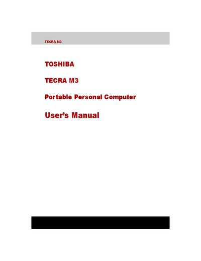 Toshiba TECRA M3 Portable Personal Computer User Manual - cover page