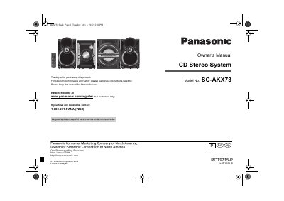 Panasonic SC-AKX73-MUL Manual - cover page