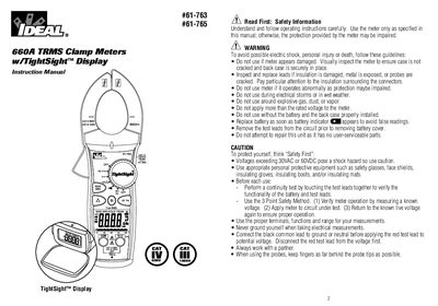 IDEAL 61-760 Series Commercial/Industrial TightSight Clamp Meters Instructions - cover page