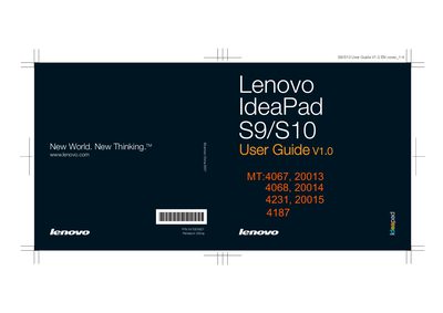 Lenovo IdeaPad S9/S10 Laptop User Guide - cover page