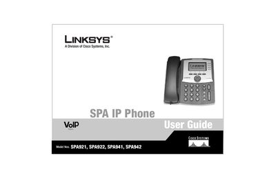 Linksys SPA921/SPA922/SPA941/SPA942 Telephone User Manual - cover page