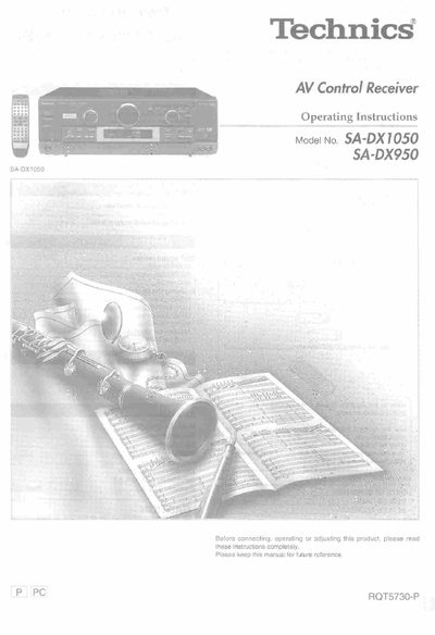 Technics SA-DX1050/SA-DX950 AV Control Receiver Operating Instructions - cover page