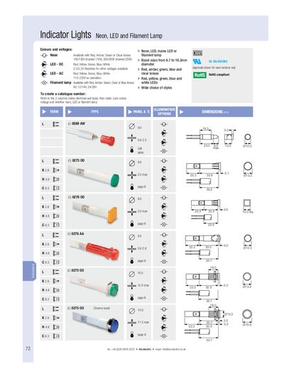 Arcolectric Indicator Lights Product Leaflet - cover page