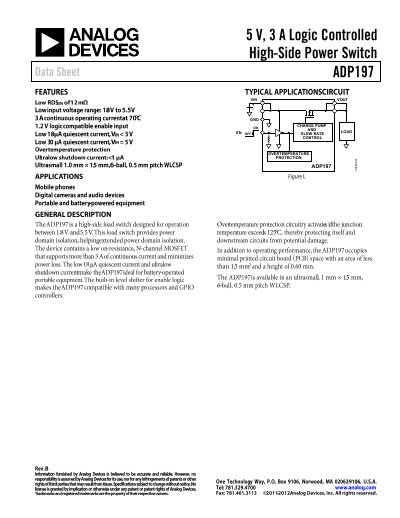 Analog Devices ADP197 Charge Pump and Slew Rate Control Chip Datasheet - cover page