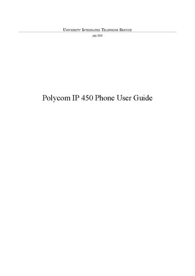 Polycom IP 450 Phone User Guide - cover page
