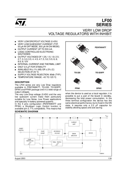 STMICROELECTRONICS LF00 SERIES User Manual - cover page