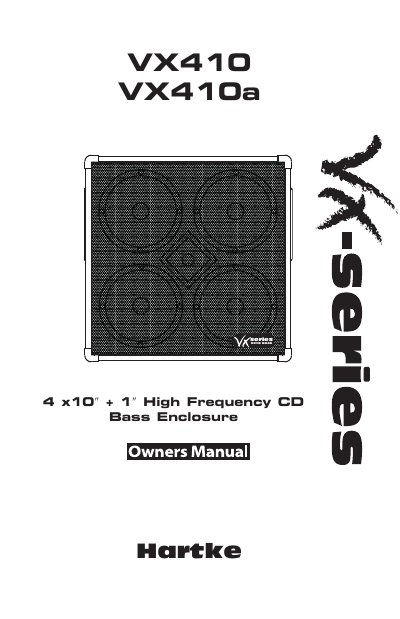 Hartke VX410/VX410a Bass Enclosure User Manual