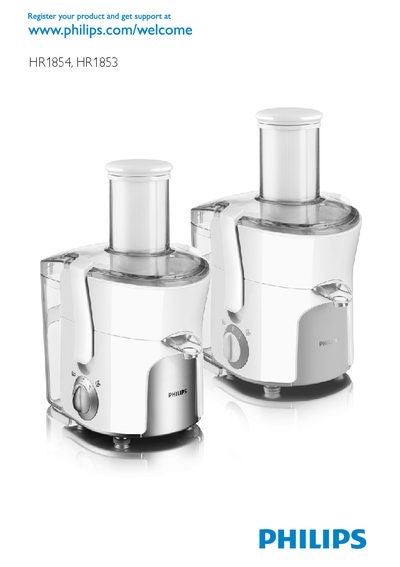 Philips HR1854 HR1853 Juicer User Manual - cover page