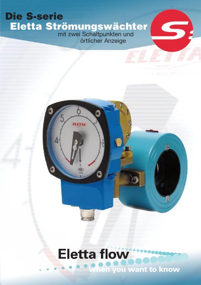 Eletta S Series Flow Monitor Technical Data Sheet - cover page