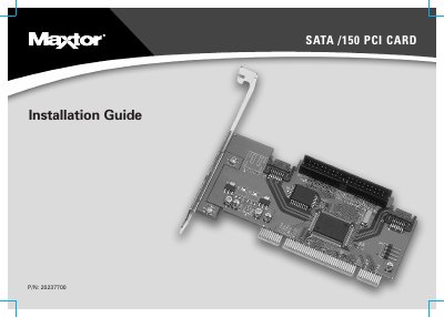 Maxtor SATA/150 PCI Card Installation Guide - cover page